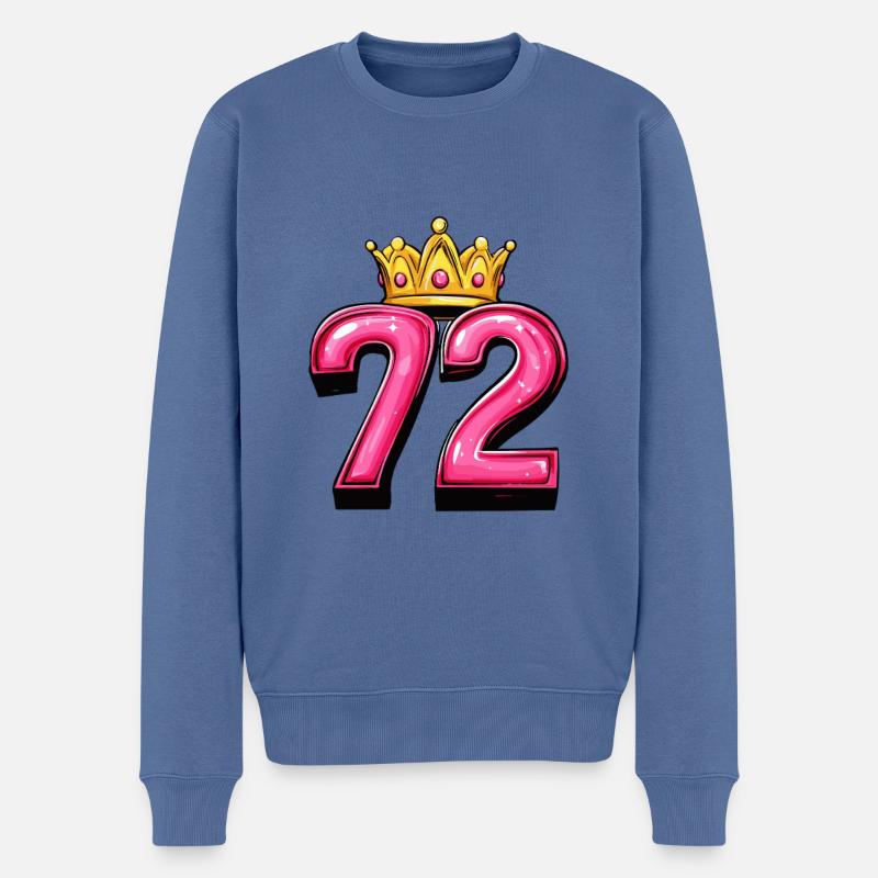 Couronne à 72 chiffres - Pull Premium bio Homme - bleu pigeon