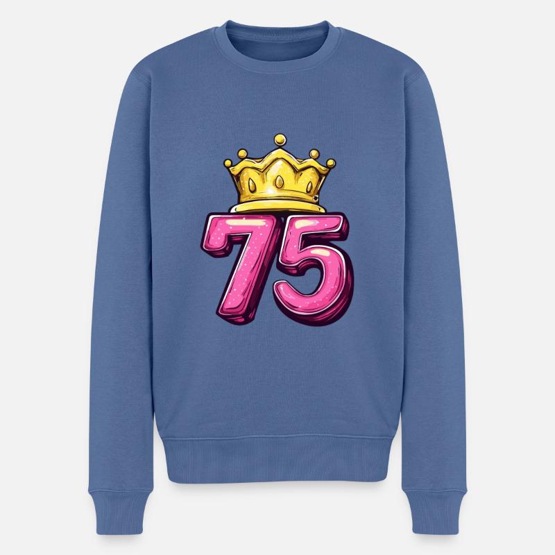 75 Zahl Krone - Männer Premium Bio Pullover - Taubenblau