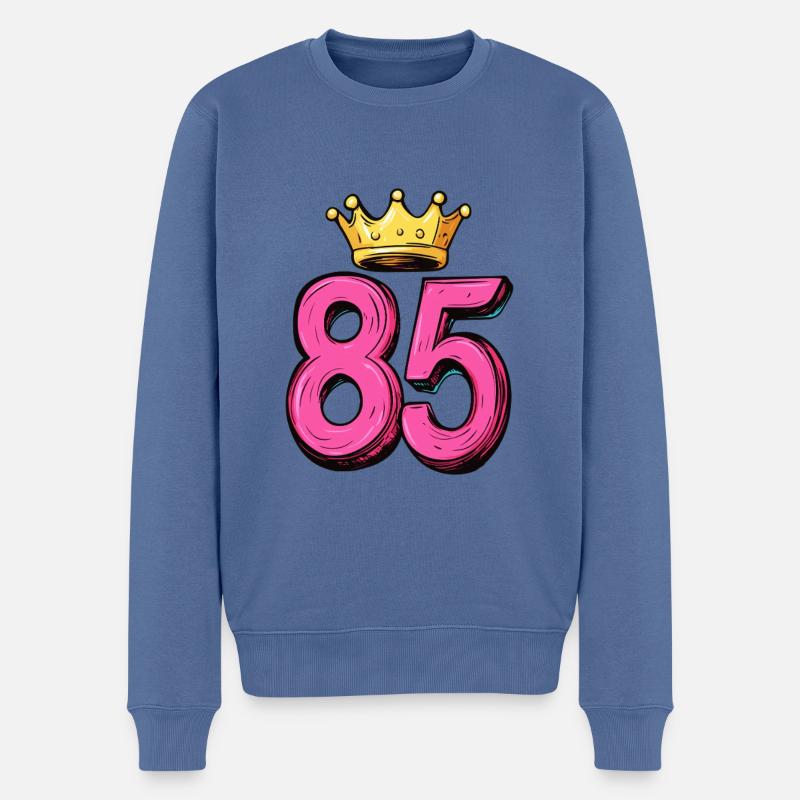 85 Zahl Krone - Männer Premium Bio Pullover - Taubenblau
