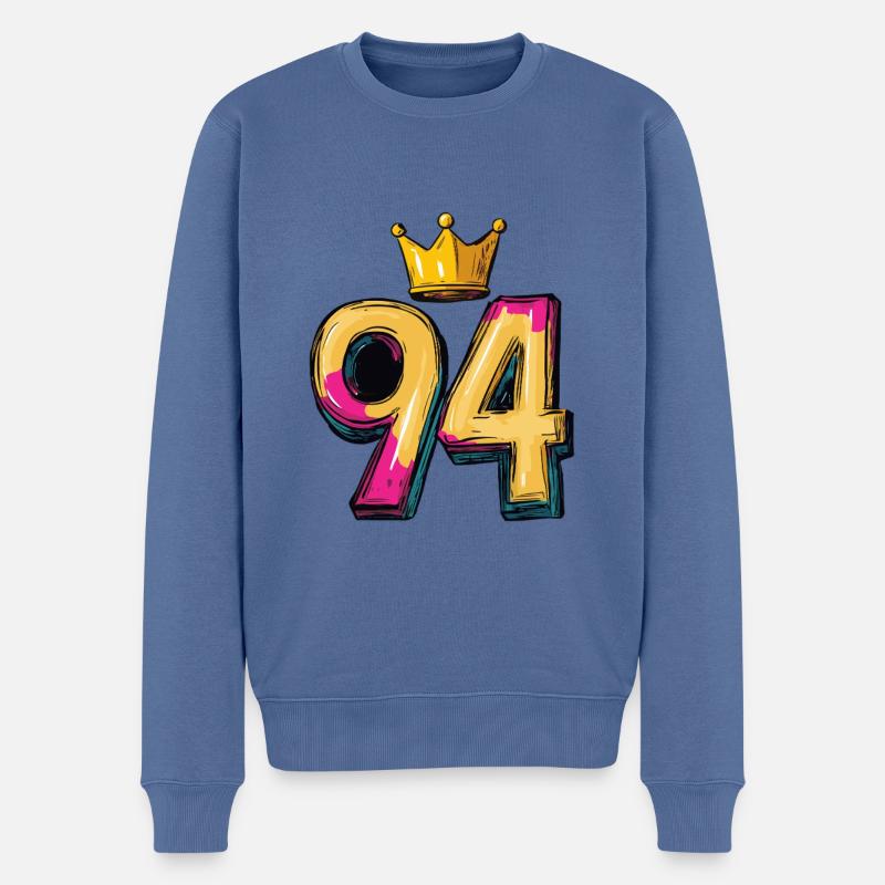 94 Zahl Krone - Männer Premium Bio Pullover - Taubenblau