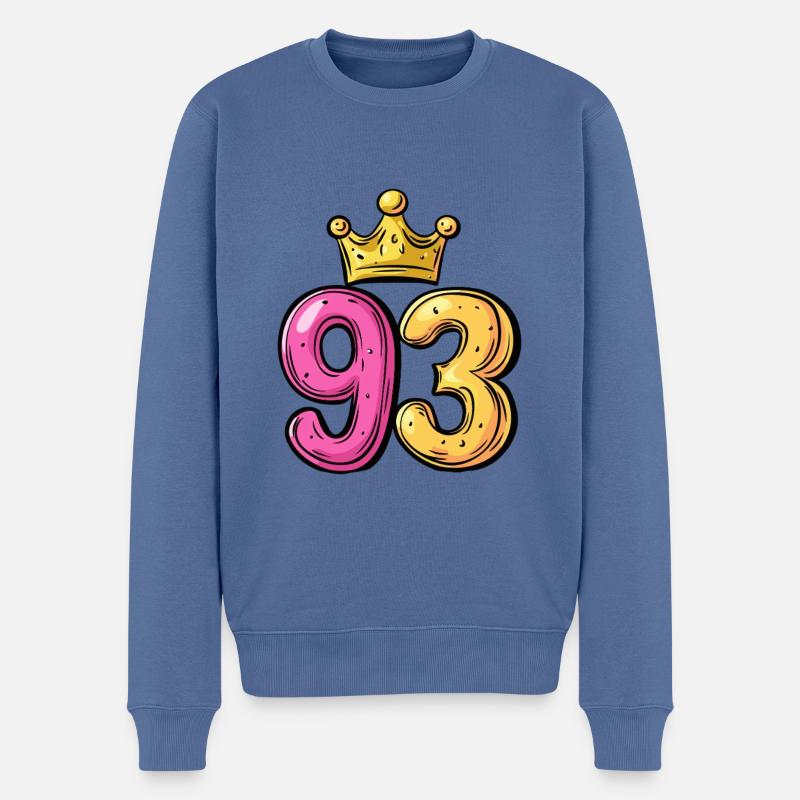 93 Zahl Krone - Männer Premium Bio Pullover - Taubenblau