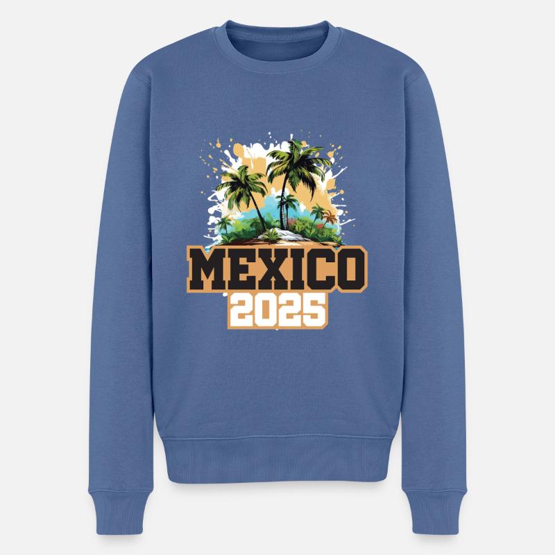 Mexiko 2025 Palmen - Männer Premium Bio Pullover - Taubenblau