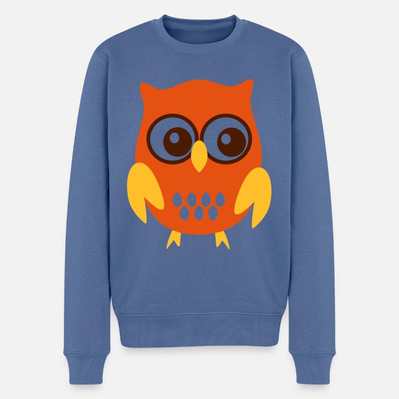 Eule - Männer Premium Bio Pullover - Taubenblau