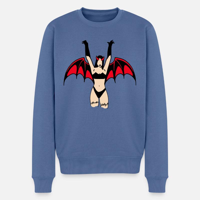 Dämonenmädchen - Männer Premium Bio Pullover - Taubenblau