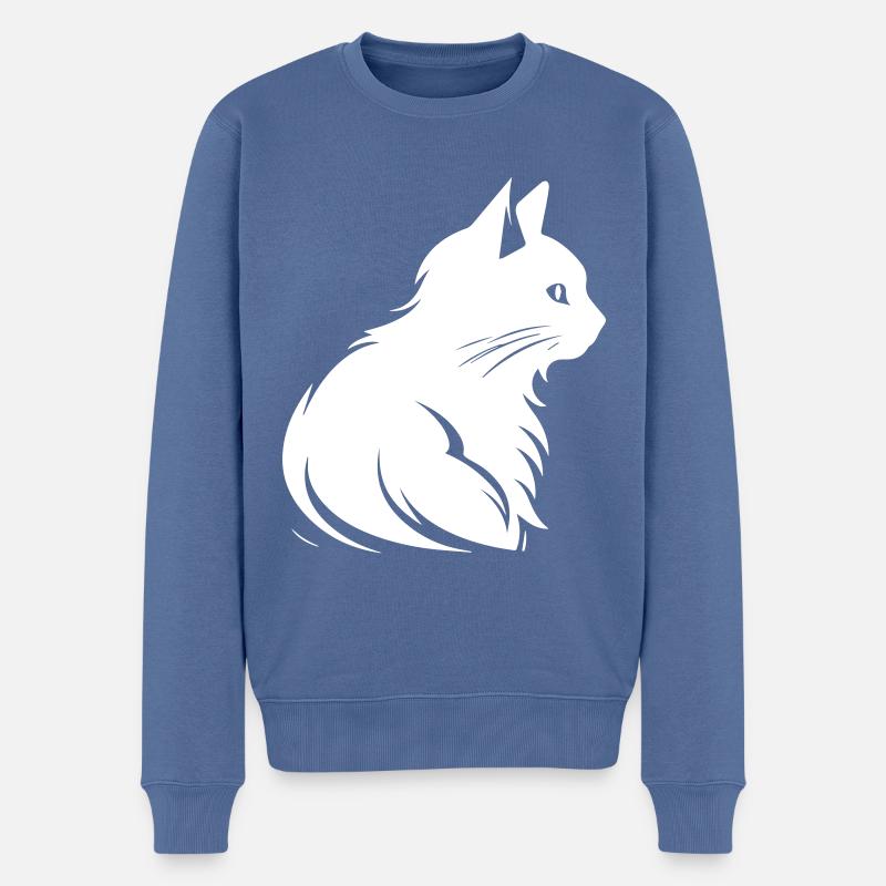 Katze - Männer Premium Bio Pullover - Taubenblau