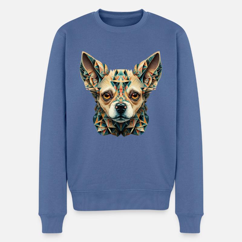 Farbenfrohes Chihuahua Kopf Artwork - Männer Premium Bio Pullover - Taubenblau