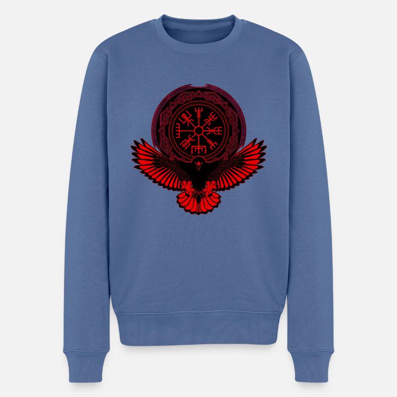 Adler mit Vegvisir Symbol - Männer Premium Bio Pullover - Taubenblau