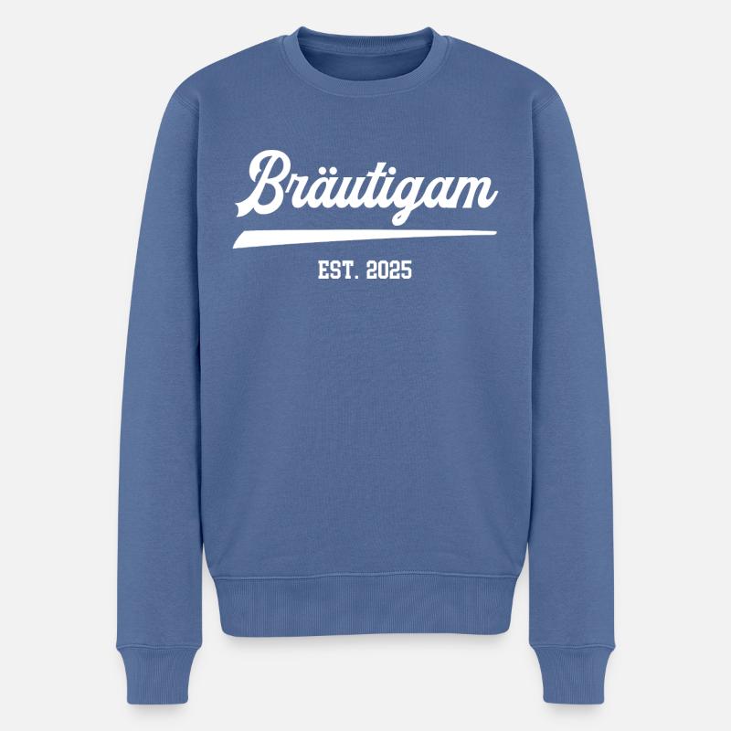 Bräutigam Hochzeit Junggesellenabschied 2025 - Männer Premium Bio Pullover - Taubenblau
