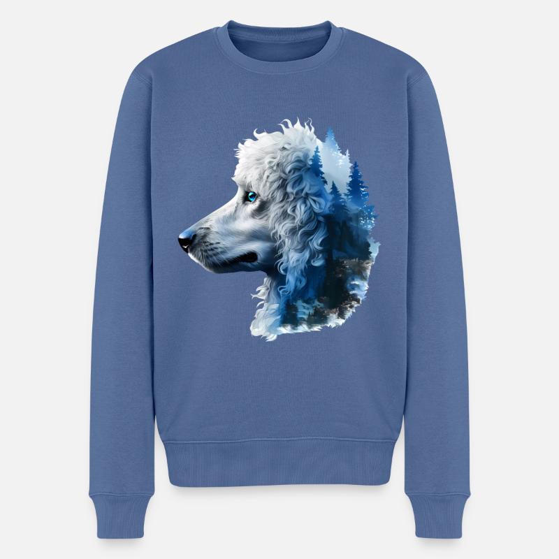 Pudel - Männer Premium Bio Pullover - Taubenblau