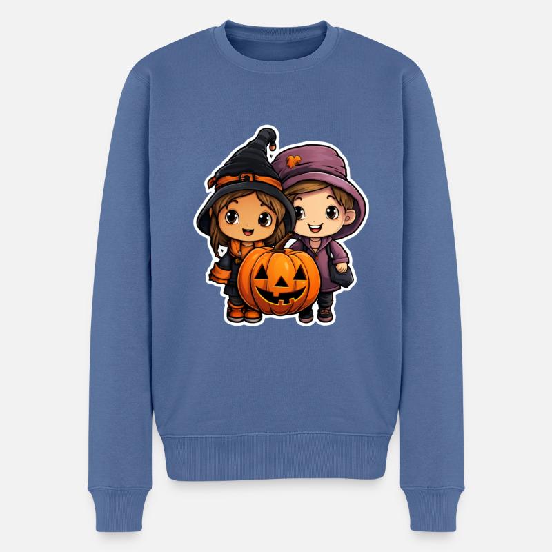 Halloweenkinder - Männer Premium Bio Pullover - Taubenblau