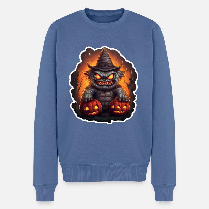 Monstres d’Halloween - Pull Premium bio Homme - bleu pigeon