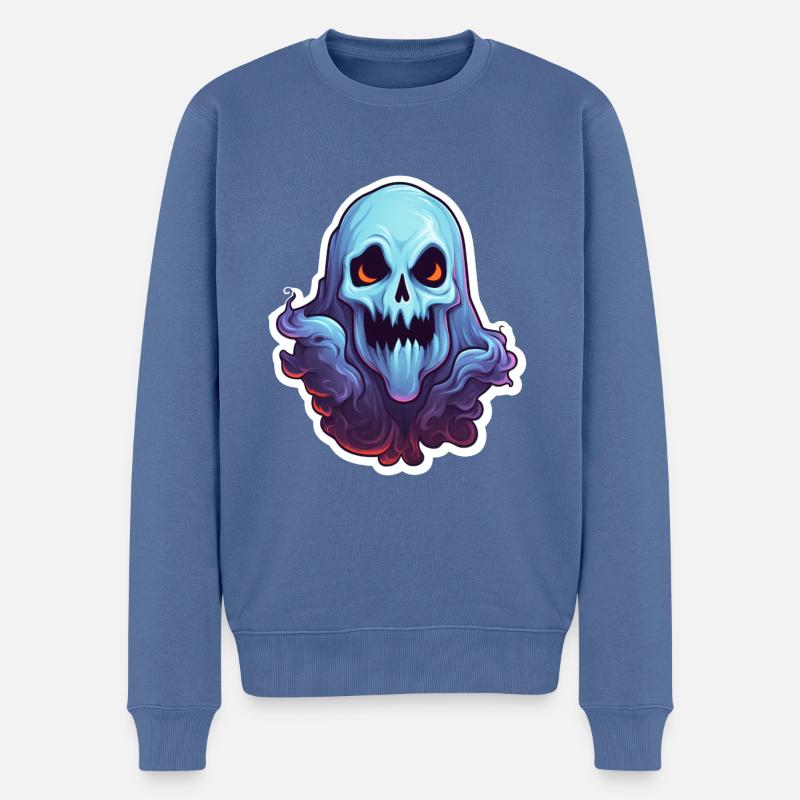 Fantôme d’Halloween - Pull Premium bio Homme - bleu pigeon