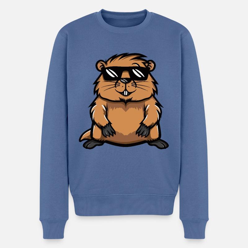 Beaver Cool Comic - Men's Premium Organic Jumper - stone blue