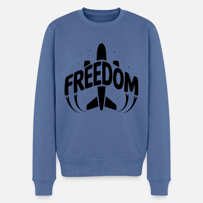 Freedom - Cooles Urlaubspiktogramm - Männer Premium Bio Pullover - Taubenblau