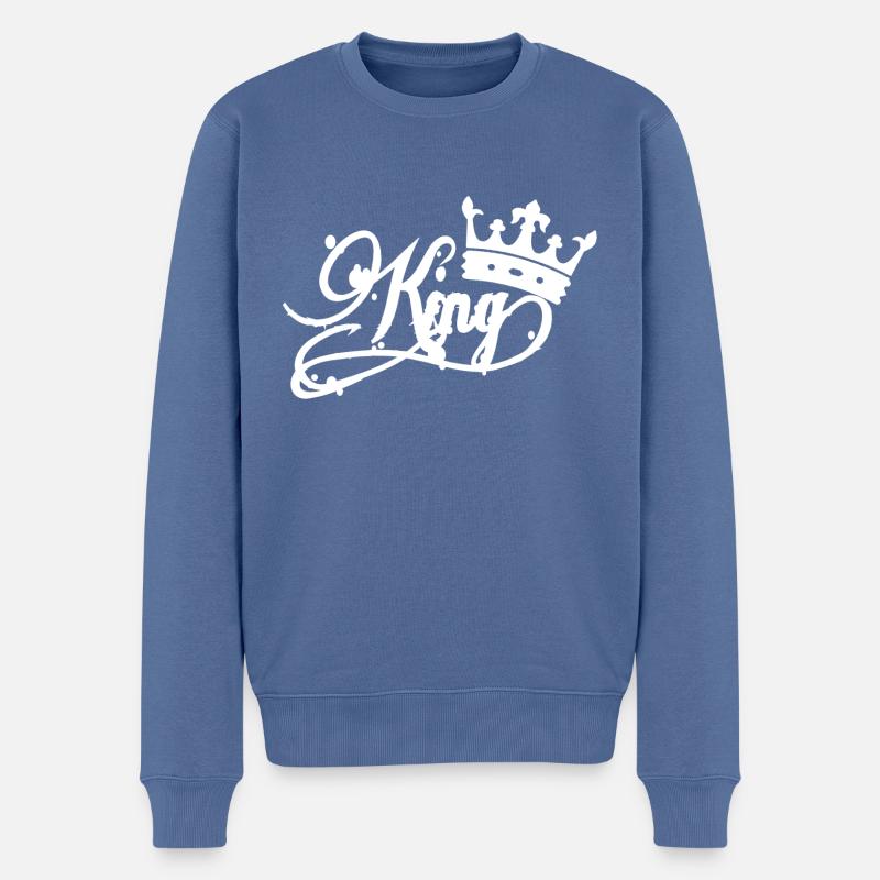 KING - Männer Premium Bio Pullover - Taubenblau