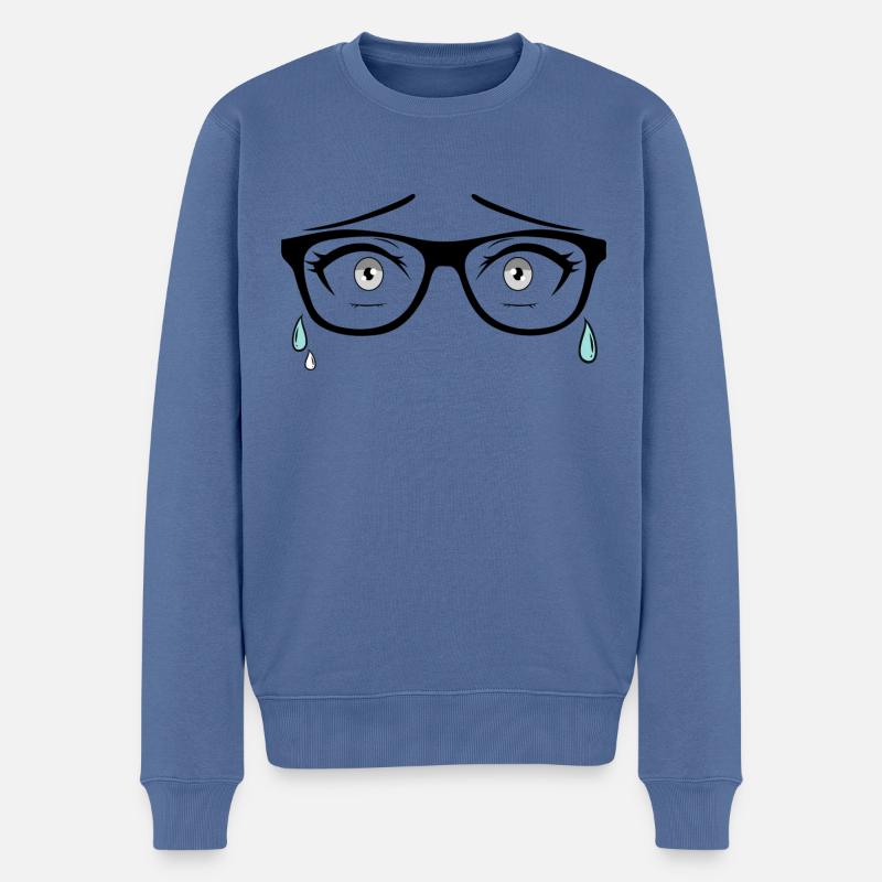 Tränende Augen - Männer Premium Bio Pullover - Taubenblau