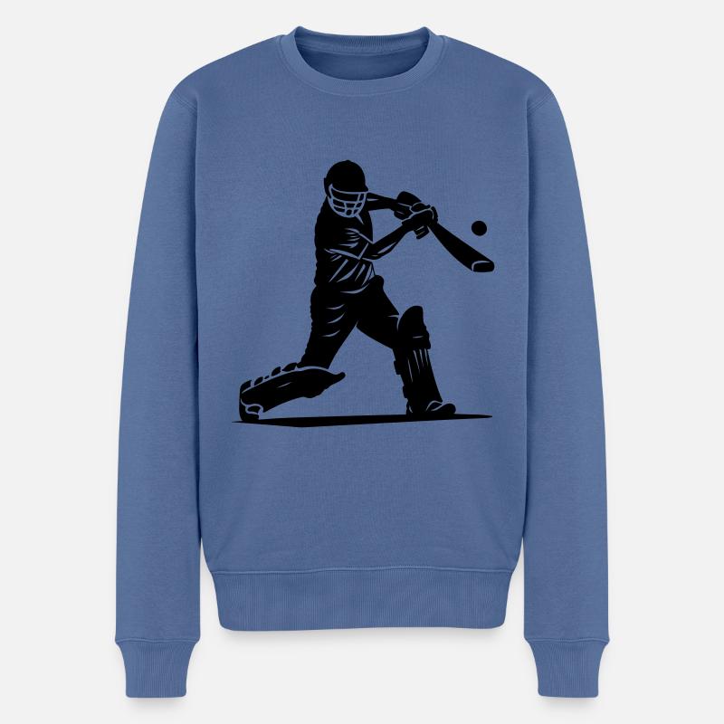 Cricketspieler Silhouette - Männer Premium Bio Pullover - Taubenblau