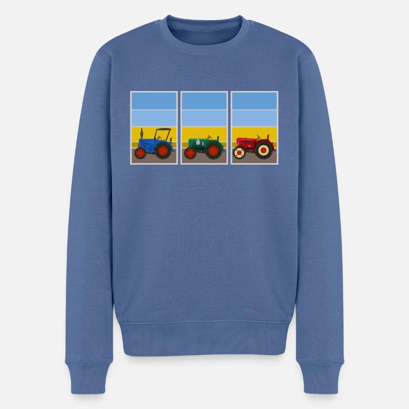 Tracteurs rétro vintage - Pull Premium bio Homme - bleu pigeon