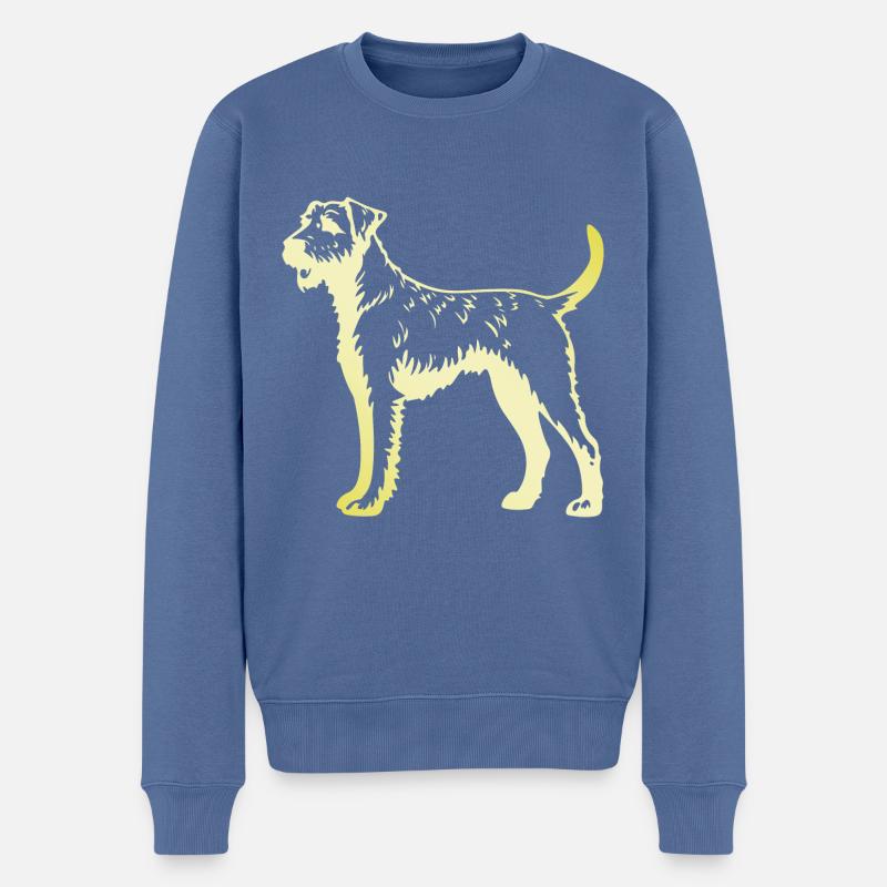 Airedale Terrier Hund Silhouette - Männer Premium Bio Pullover - Taubenblau