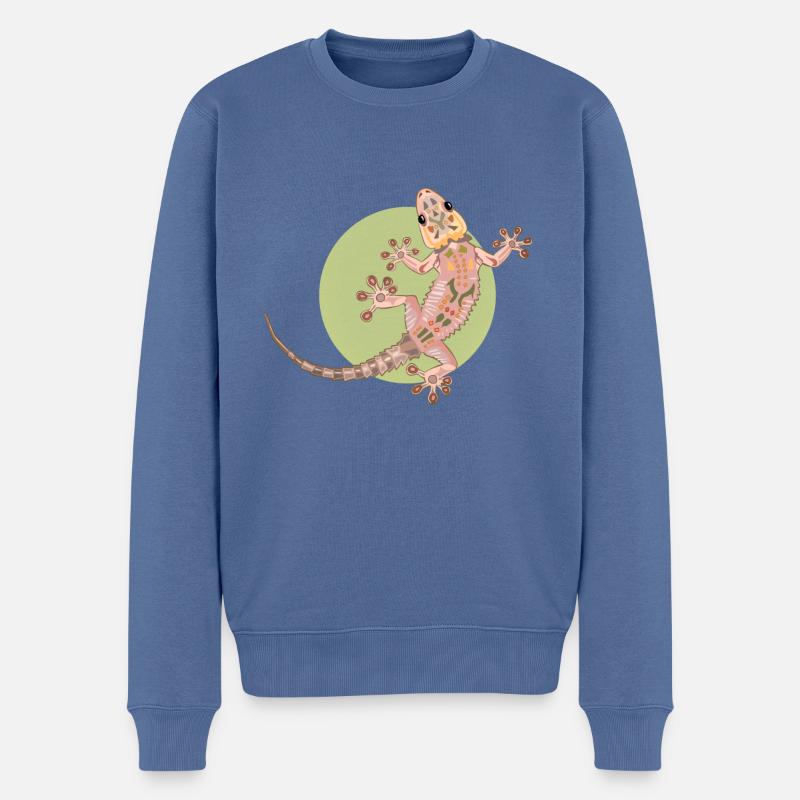 Gecko - Männer Premium Bio Pullover - Taubenblau