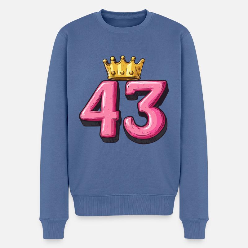 43 Zahl Krone - Männer Premium Bio Pullover - Taubenblau