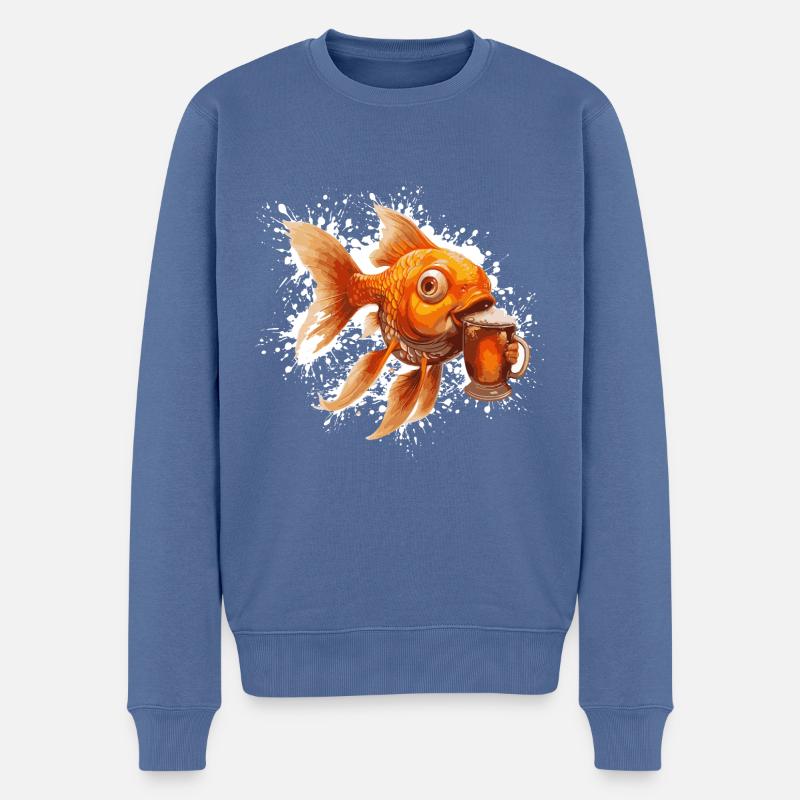 Goldfische Bier Lustig - Männer Premium Bio Pullover - Taubenblau