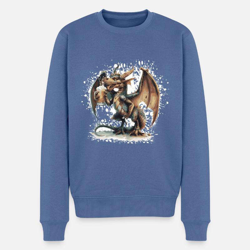 Drache Bier Lustig - Männer Premium Bio Pullover - Taubenblau