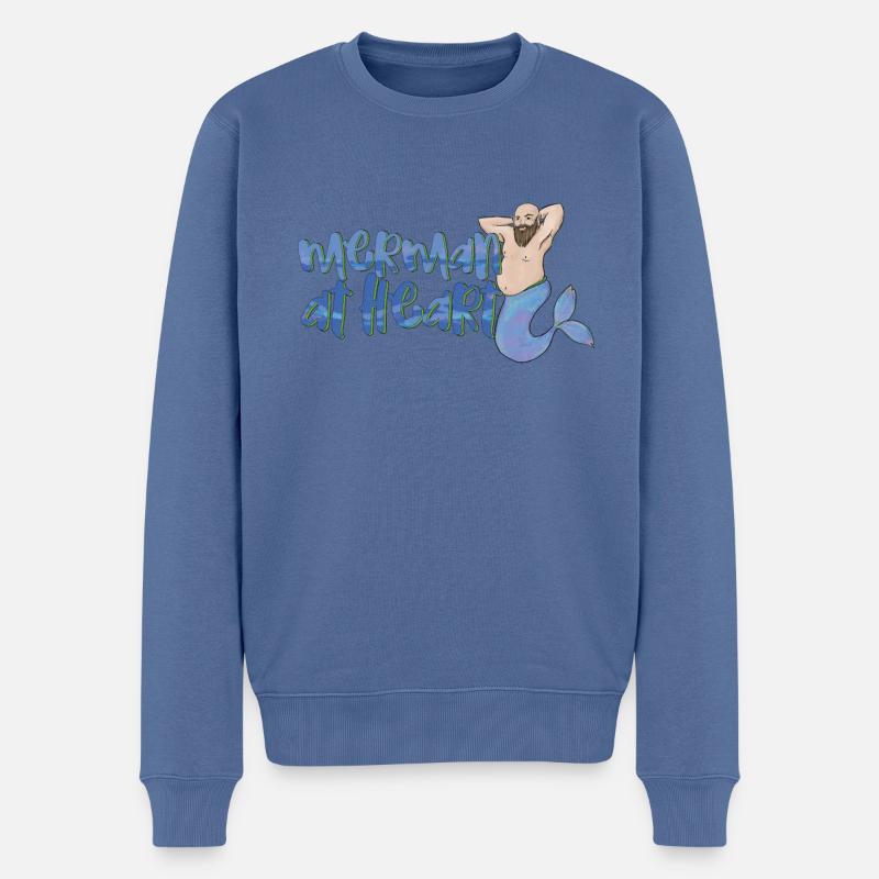 Merman dans l’âme - Pull Premium bio Homme - bleu pigeon