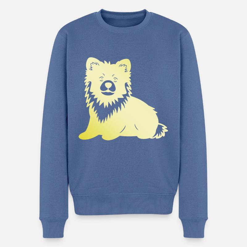 Zwergspitz Hund Silhouette Pomeranian - Männer Premium Bio Pullover - Taubenblau