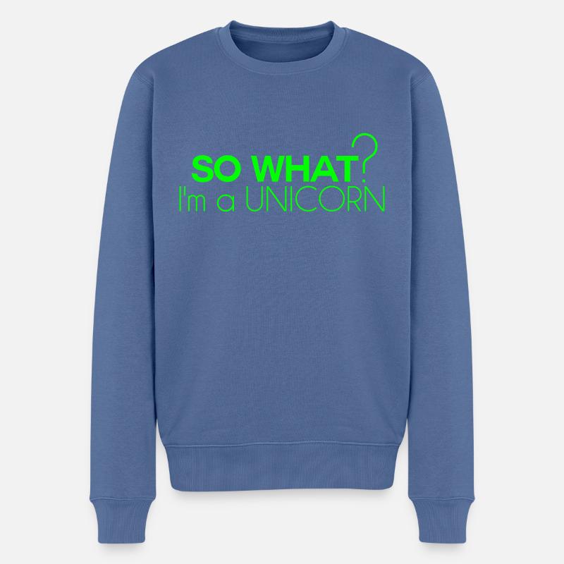 so was Einhorn - Männer Premium Bio Pullover - Taubenblau