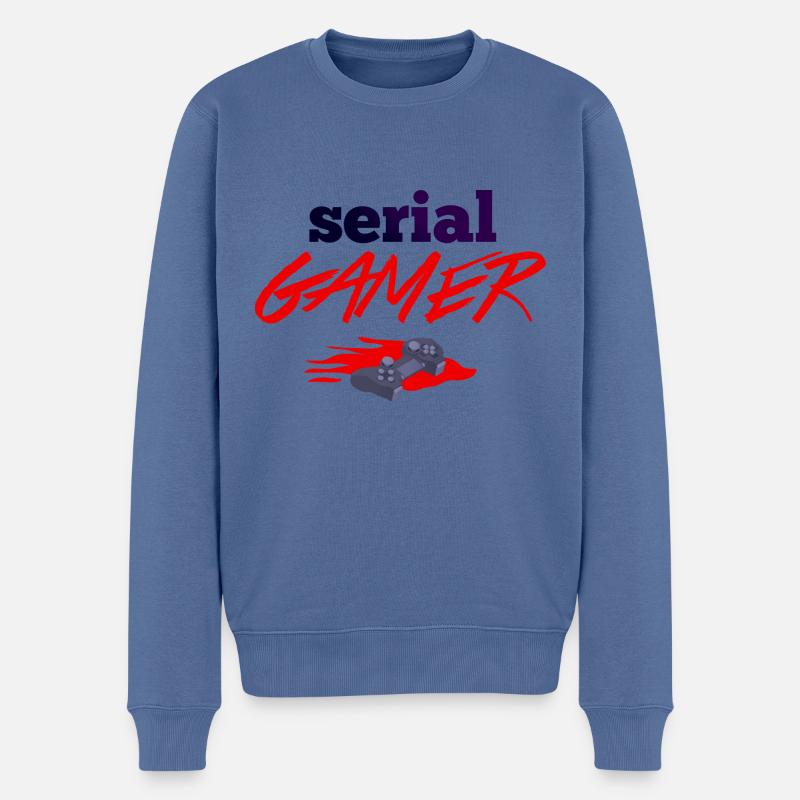 SERIAL GAMER Design - Männer Premium Bio Pullover - Taubenblau