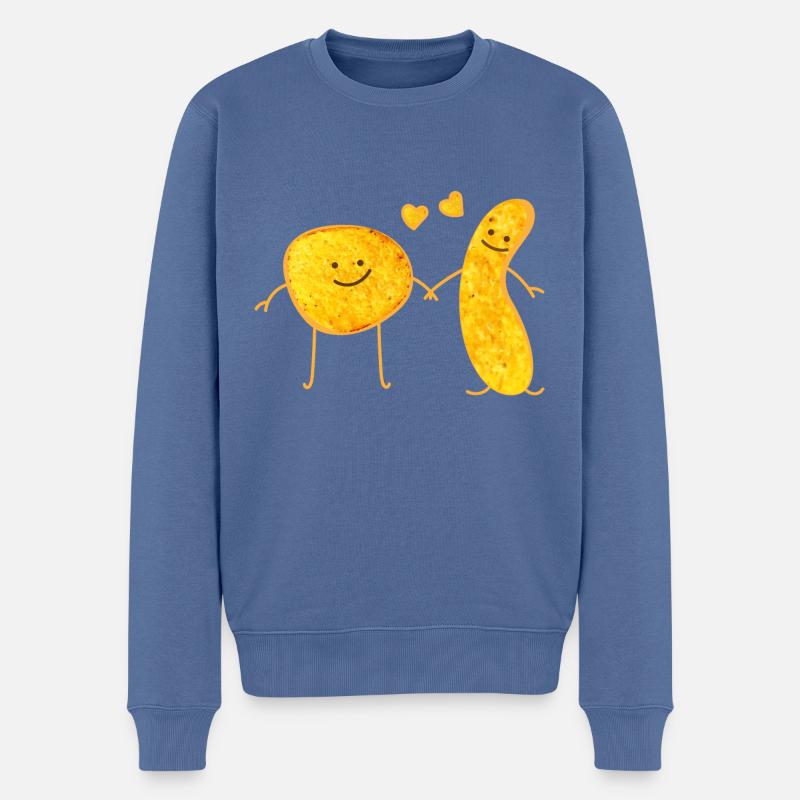 Snack Freunde - Männer Premium Bio Pullover - Taubenblau