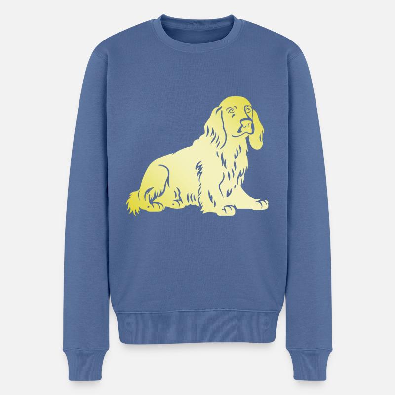Cocker Spaniel Hund Silhouette - Männer Premium Bio Pullover - Taubenblau