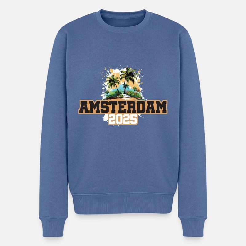 Amsterdam 2025 Palmen - Männer Premium Bio Pullover - Taubenblau