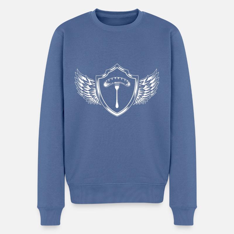 Bratwurst Wurst Wappen - Männer Premium Bio Pullover - Taubenblau