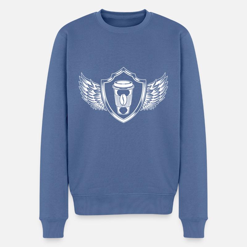 Kaffee Wappen - Männer Premium Bio Pullover - Taubenblau