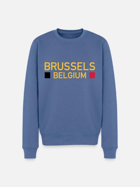 Brussels, Belgium (two squares) - Men's Premium Organic Jumper - stone blue