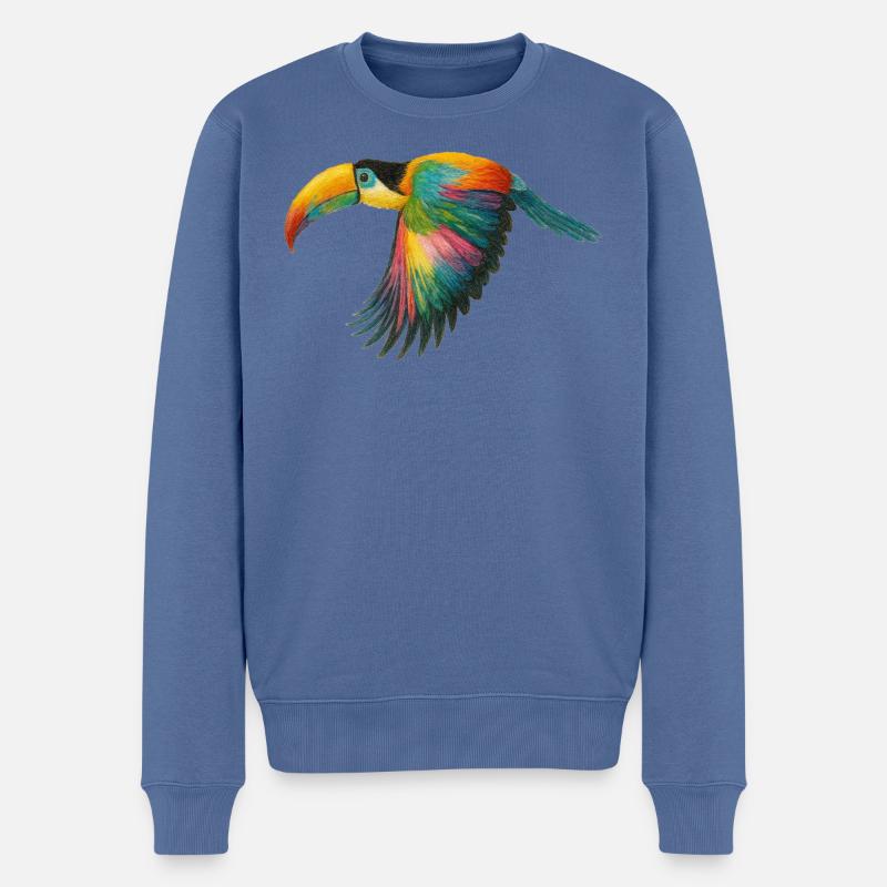 Regenbogen Papagei Muster - Männer Premium Bio Pullover - Taubenblau