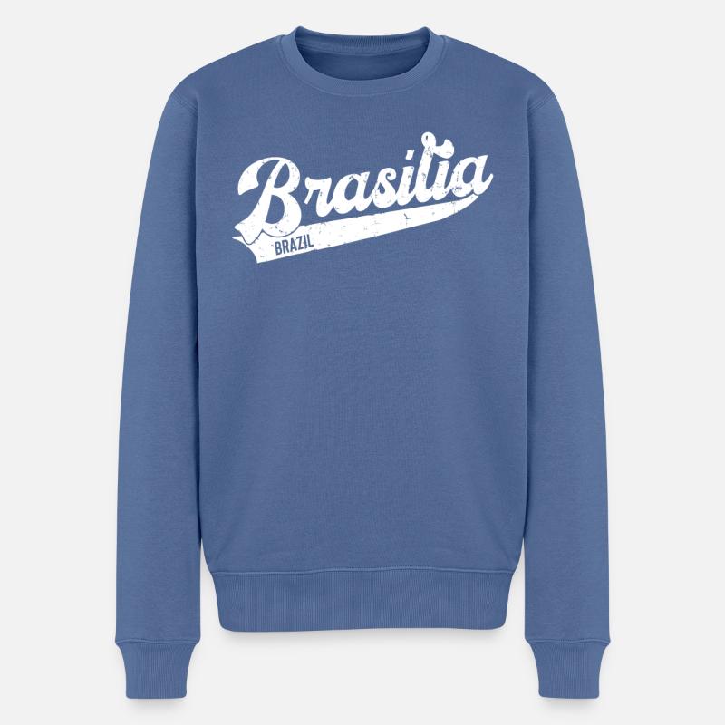 Brasilia Brazil Design - Pull Premium bio Homme - bleu pigeon