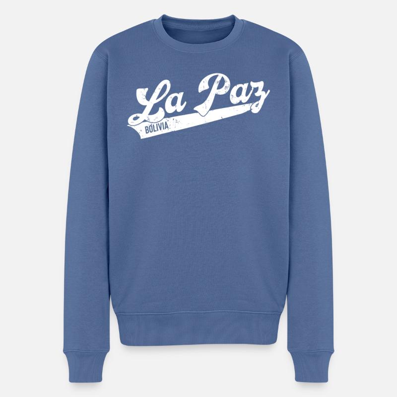 La Paz Bolivia Design - Pull Premium bio Homme - bleu pigeon