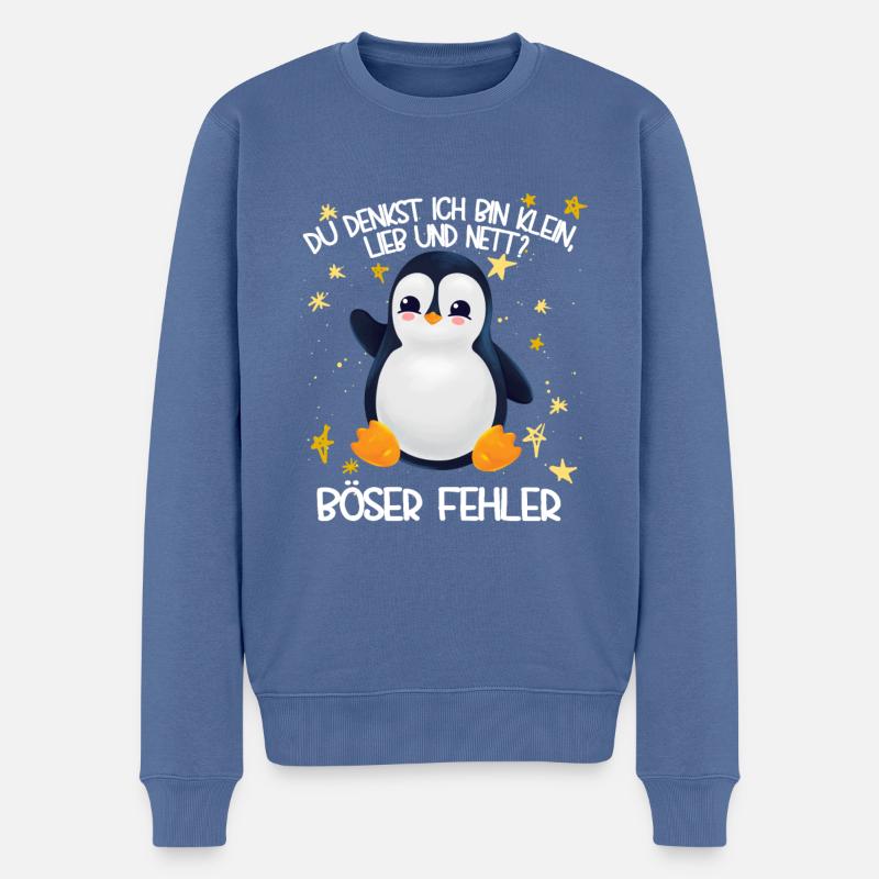 Du denkst ich bin klein lieb und nett böser Fehler - Männer Premium Bio Pullover - Taubenblau