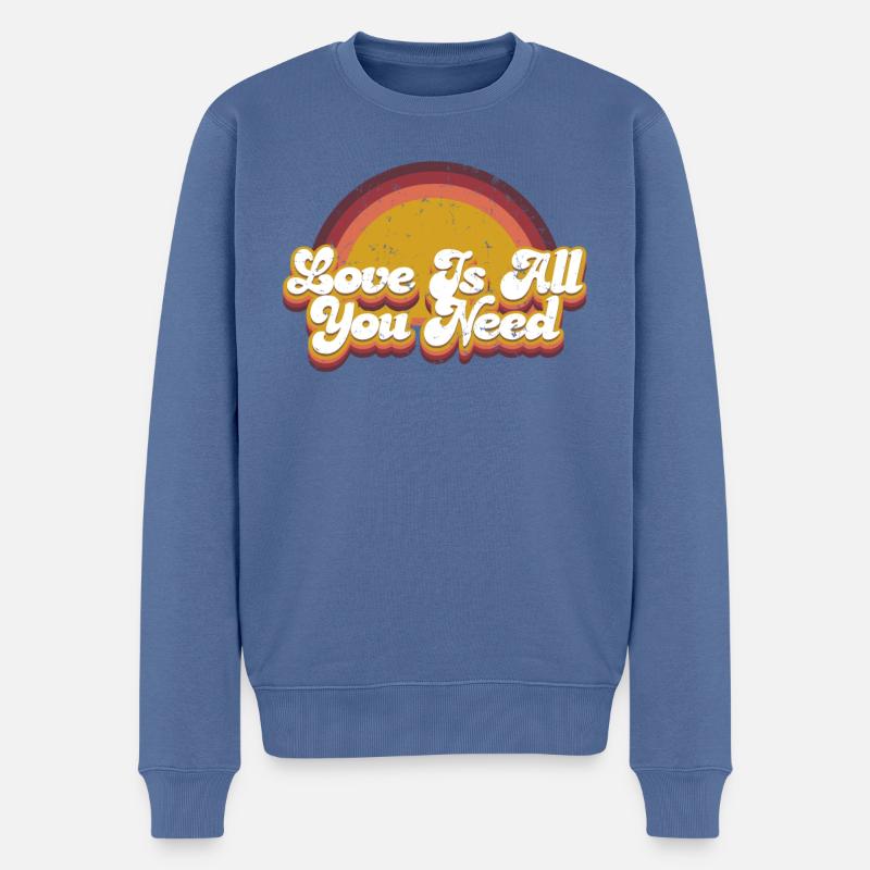 Love is All You Need - Männer Premium Bio Pullover - Taubenblau