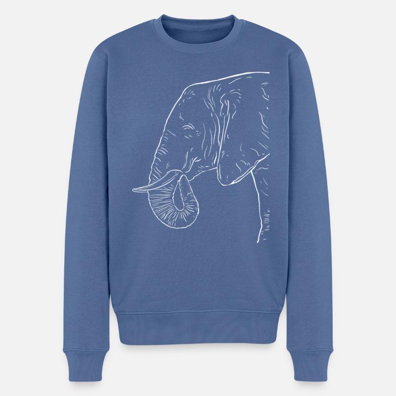 Elephant Art Animal Profile - Pull Premium bio Homme - bleu pigeon