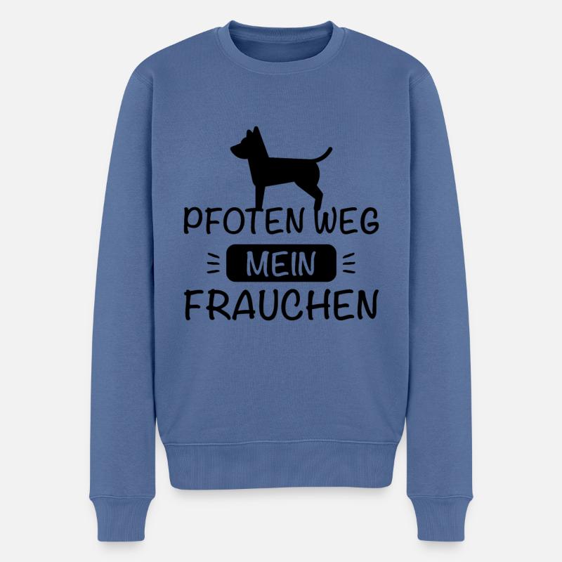 Pfoten weg - Mein Frauchen ! - Männer Premium Bio Pullover - Taubenblau