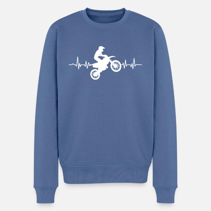 Herzschlag Motorcross - Männer Premium Bio Pullover - Taubenblau