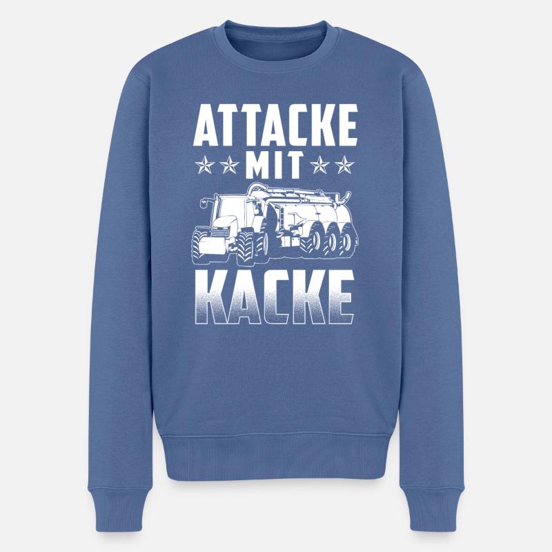 Attacke mit Kacke - Männer Premium Bio Pullover - Taubenblau
