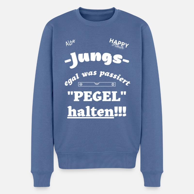 Pegel halten Jungs - Männer Premium Bio Pullover - Taubenblau