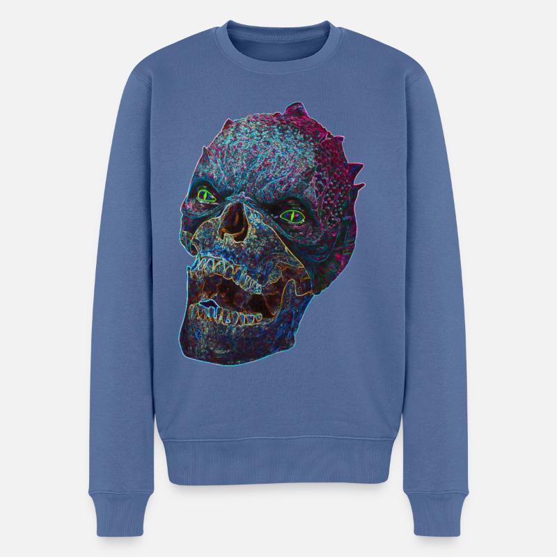 Halloween Gruselmonster - Männer Premium Bio Pullover - Taubenblau