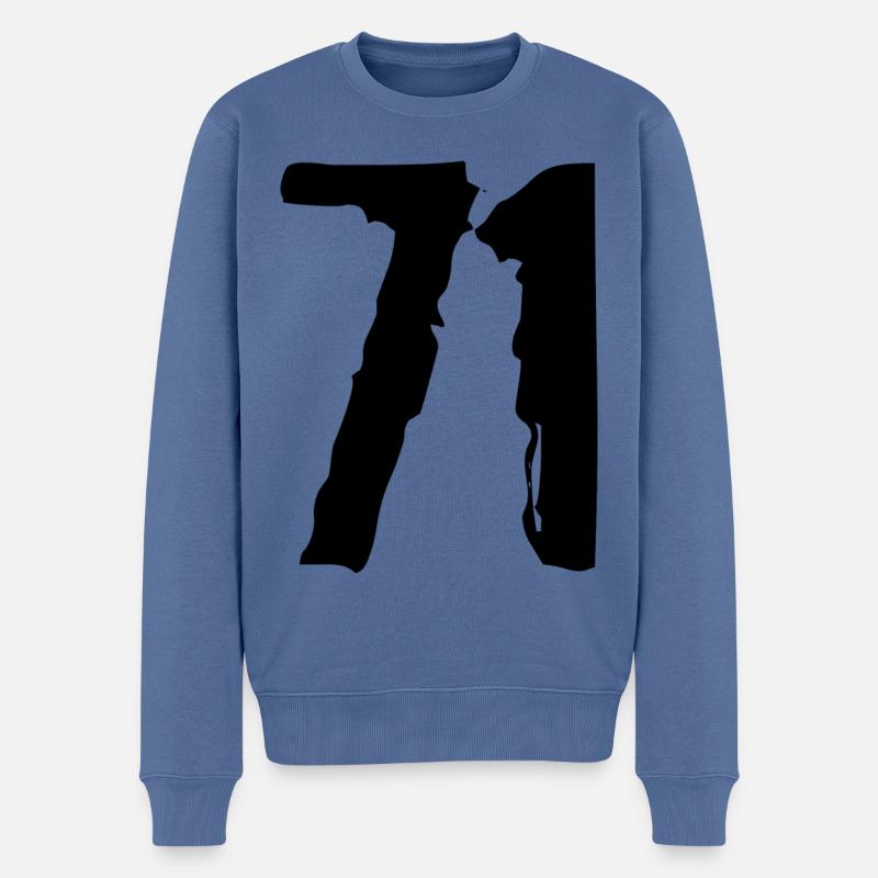 71 Zahl Trikot - Männer Premium Bio Pullover - Taubenblau