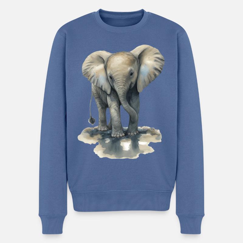 Bébé éléphant - Pull Premium bio Homme - bleu pigeon